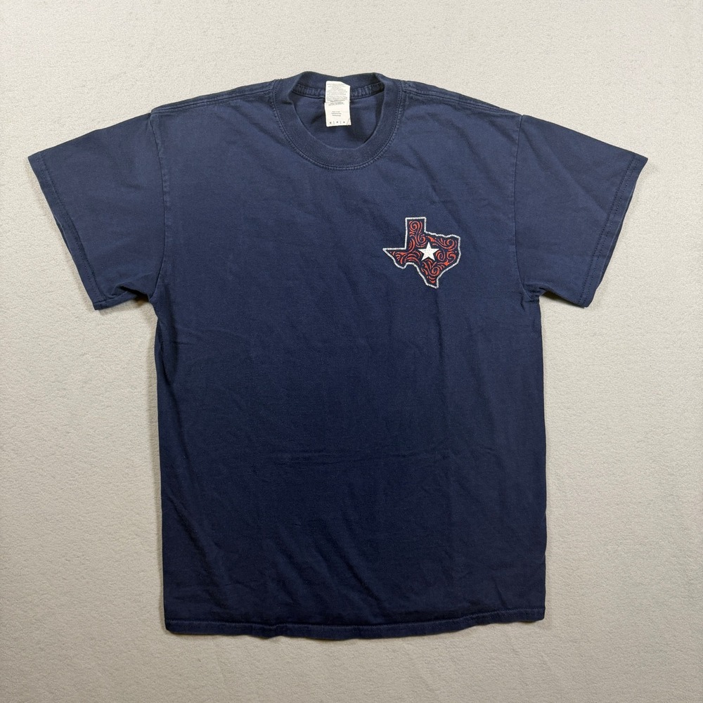 Gildan Mens Don't Mess With Texas Graphic T Shirt M Navy Blue Heavy Cotton Tee